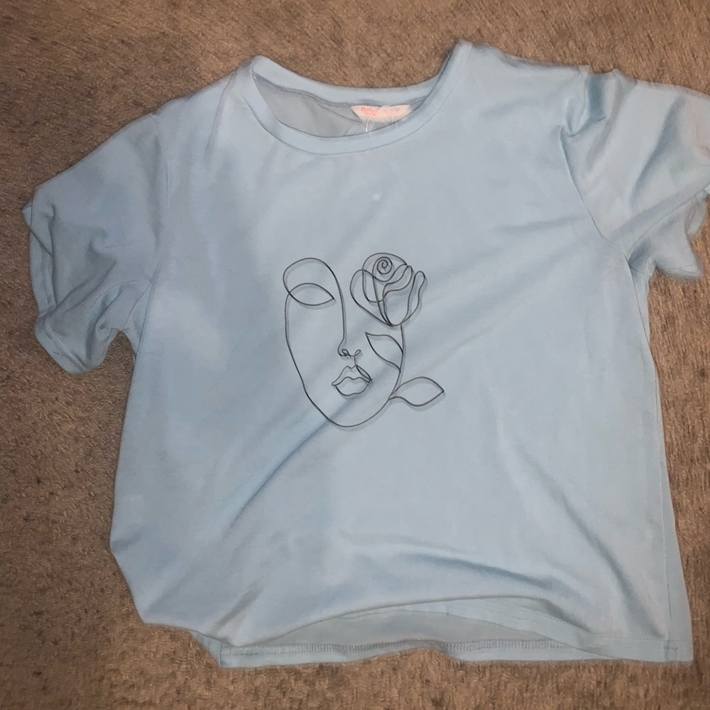 ROMWE Baby Blue Graphic Tee